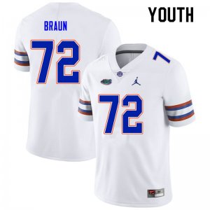 Youth Florida Gators #72 Josh Braun NCAA Nike White Authentic Stitched College Football Jersey KRN6762FL